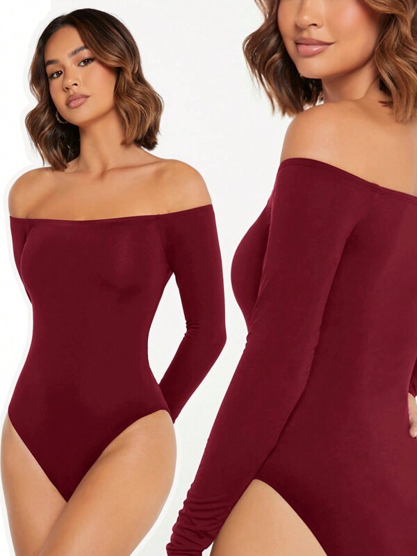 SHEIN BASICS Schulterfreier, Figurbetonter Body Für Damen