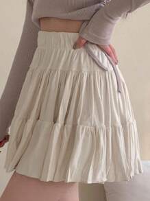 DAZY 女士纯色休闲裙，荷叶边秋季裙