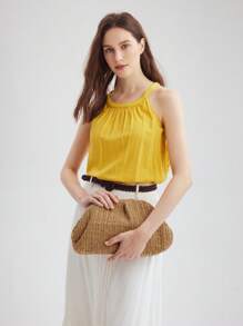 MOTF PREMIUM WOMEN'S WOVEN RATTAN CLUTCH BAG - Khaki - View 6