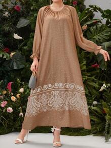 Mulvari Polka Dot & Paisley Printed Dress