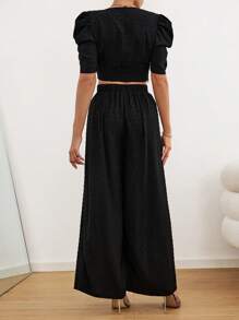 Chiquease Women Two-piece Outfits Zip Plain Casual - Hitam - View 2