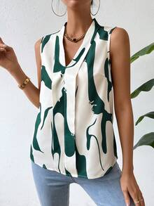 SHEIN Essnce Women's Printed Sleeveless Blouse - Multicolor - View 6