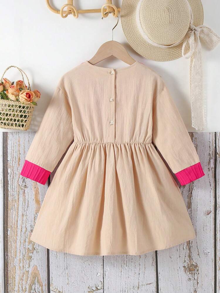 Ramadan Festival Young Girls   Golden Lace Stripe Elegant Dress, Suitable For Festive Occasions, Spring/Summer