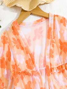 Young Girl 花卉印花荷葉邊開襟衫