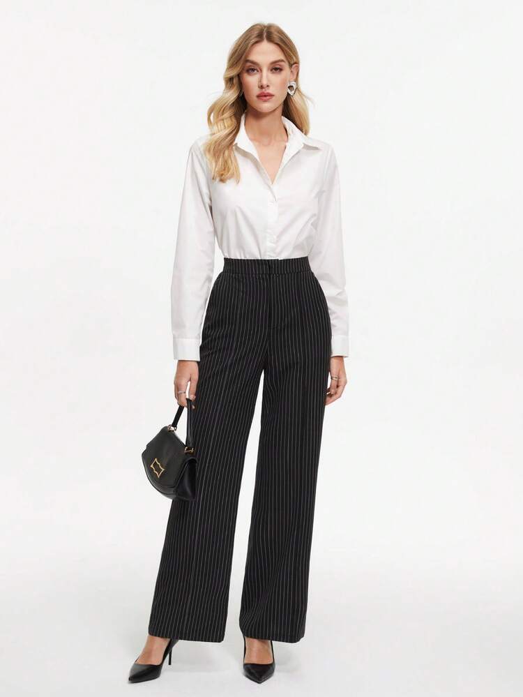 Women's Striped Wide Leg Pants