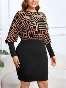 SHEIN Clasi Đầm bodycon in hình học cỡ lớn cho nữ - Nhiều màu - Xem 4