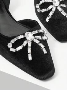 MOTF PREMIUM Bowknot Pha lê Thoải mái Của phụ nữ Giày phẳng - màu đen - Xem 6