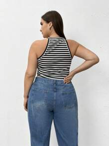 SHEIN Essnce Plus Size Women's Summer Casual Slim Fit Set Of 3 Halter Neck Tank Tops - Multicolor - View 3