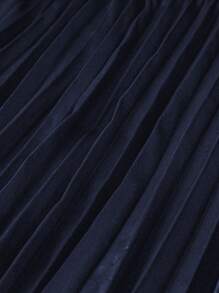 SHEIN Unity 大尺碼女式彈性腰百褶裙 - 藏蓝色 - 查看 5