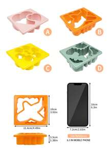 SHEIN Basic living 1 Pc Plastic Multiple Shapes Sandwich Cutter Durable Cookie Cutter Multifunctional Mold - Multicolor - View 7