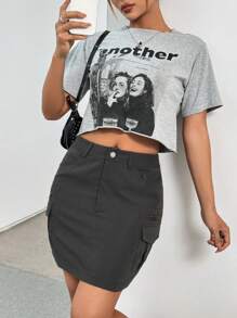SHEIN EZwear Women's Short Cargo Style Skirt