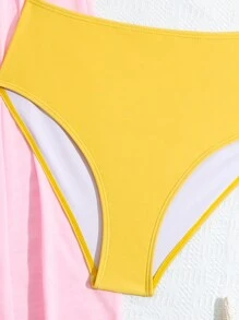 Teen Girl's 3d Butterfly Decorated Bikini Set With Drawstring Waist Kimono Cover Up Summer Beach - Multicolor - View 3