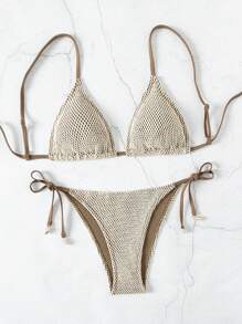 SHEIN Swim Bộ bikini quây nữ đi biển mùa hè - màu nâu - Xem 5