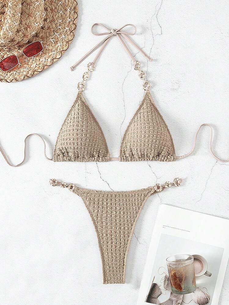 Summer Women's Halter Neck Strap Bikini Set