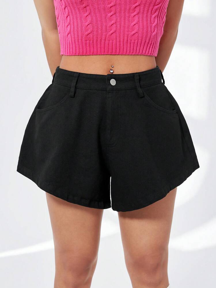 Women's Solid Color Wide Leg Shorts