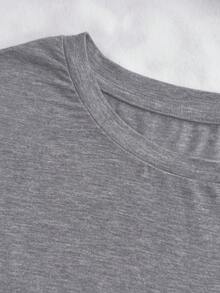 大码女式口号印花圆领短袖休闲 T 恤