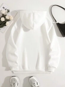 SHEIN EZwear 女士豹紋和心形印花帽衫 - 白色 - 查看 2