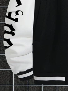 Manfinity Homme Men's Plus Size Baseball Jacket With Letter Print - Multicolor - View 4