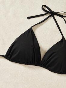 Swim SXY Plus Size Women's Halter Triangle Bikini Top 2pcs Set, Beach Outfit Bathing Suit Summer,Summer Beach