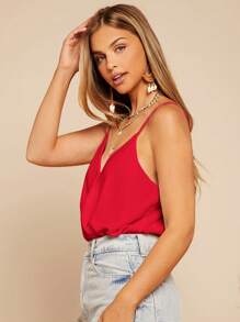 SHEIN Essnce Women's Solid Color Strapless Bodysuit - Red - View 4