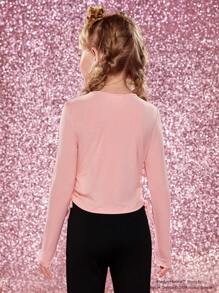 Marilyn Monroe X SHEIN 少女人像圖形束口側邊褶皺t恤 - 粉色 - 查看 2