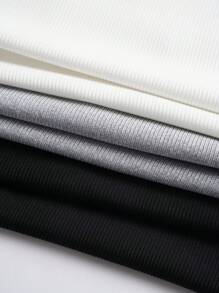 SHEIN Unity 女士v領短袖t卹 - 白色 - 查看 5