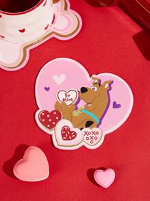 SCOOBY-DOO X SHEIN 2 Miếng Love Tim Hình-Chó Da giả Cúp Đệm tách - Màu Hồng Tươi - Xem 2