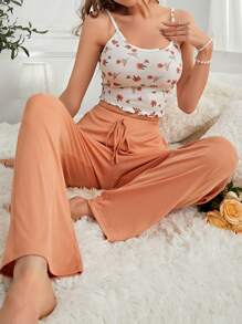 SHEIN Women'S Floral Printed Camisole And Pants Pajama Set Bridallingerie - Multicolor - View 3