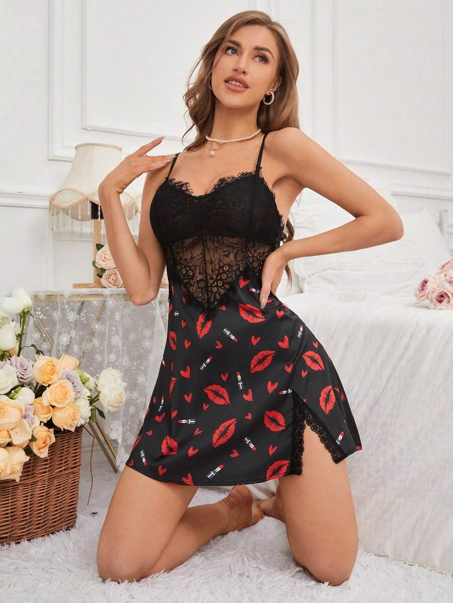 鏤空蕾絲花邊無背心體恤裙 - 彩色 - 查看 1