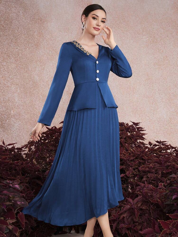 Women's Embroidery Pleated Dress Fall Cloth For Women