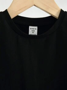 Young Boys' Casual Comfortable Fashionable Simple Soft Practical Street Style Personality Big Letter Print T-Shirt, Suitable For All Seasons