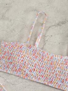 Smocked Bikini Set - Multicolor - View 4