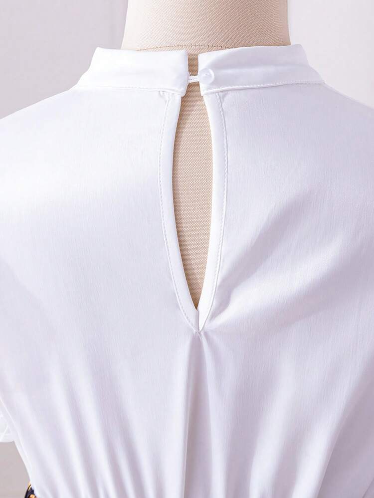 Tween Girls' Daily Casual Short Sleeve Top And Baroque & Chain Print Skirt Set