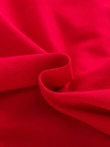 SHEIN Vestido De Manga Corta Con Cuello Redondo Y Eslogan De Números De Moda Urbana Para Uso Diario De Preadolescentes - Rojo - Ver 5