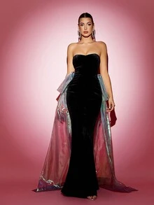 LOVE&LEMONADE 万圣节黑色露肩蝴蝶结连衣裙