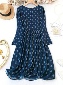 EMERY ROSE 波點印花加大尺碼休閒圓領連衣裙 - 藏蓝色 - 查看 2