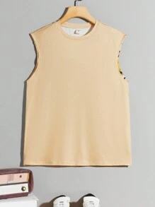 Tween Boy Casual Street Style In hình gấu áo ba lỗ cổ tròn - Màu Khaki - Xem 2