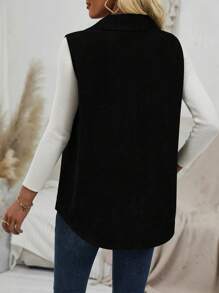 SHEIN LUNE سترة نسائية بدون أكمام وياقة كوردوراي