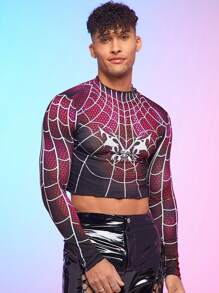 FeverCity 男士針織蜘蛛網設計休閒t恤 - 彩色 - 查看 1