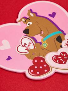 SCOOBY-DOO X SHEIN 2 Miếng Love Tim Hình-Chó Da giả Cúp Đệm tách - Màu Hồng Tươi - Xem 4