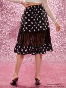 Marilyn Monroe X SHEIN 花卉印花對比蕾絲裙