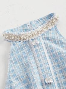 SHEIN MOD Vestido De Cuello Halter De Cuadros Gruesos Para Mujer