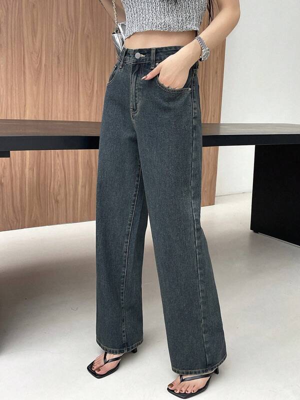 DAZY Ladies' Straight Leg Jeans With Slanted Pockets,Back To School Clothes