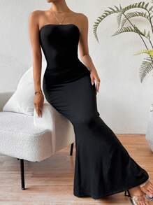 Calvaya Elegant Mermaid Strapless Dress Maxi Women Outf Long Dress