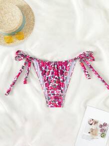 SHEIN Swim Bikini thắt nút họa tiết hoa cho nữ mùa hè Valentine - Nhiều màu - Xem 1