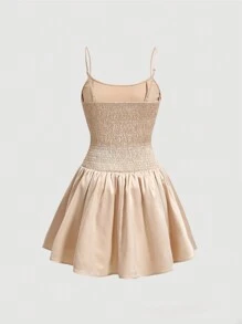 SHEIN MOD Solid Color Women'S Cami Dress - Apricot - View 2