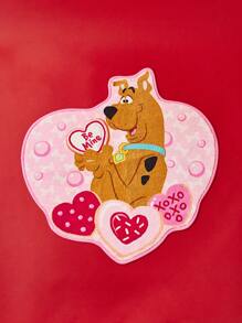 SCOOBY-DOO X SHEIN Cartoon Printed Heart Shaped Rug (1pc) - Hot Pink - View 4