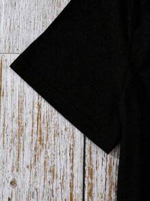 SHEIN LUNE 大码女式复活节卡通兔子印花 T 恤图案 T 恤女式上衣 - 黑色 - 查看 3