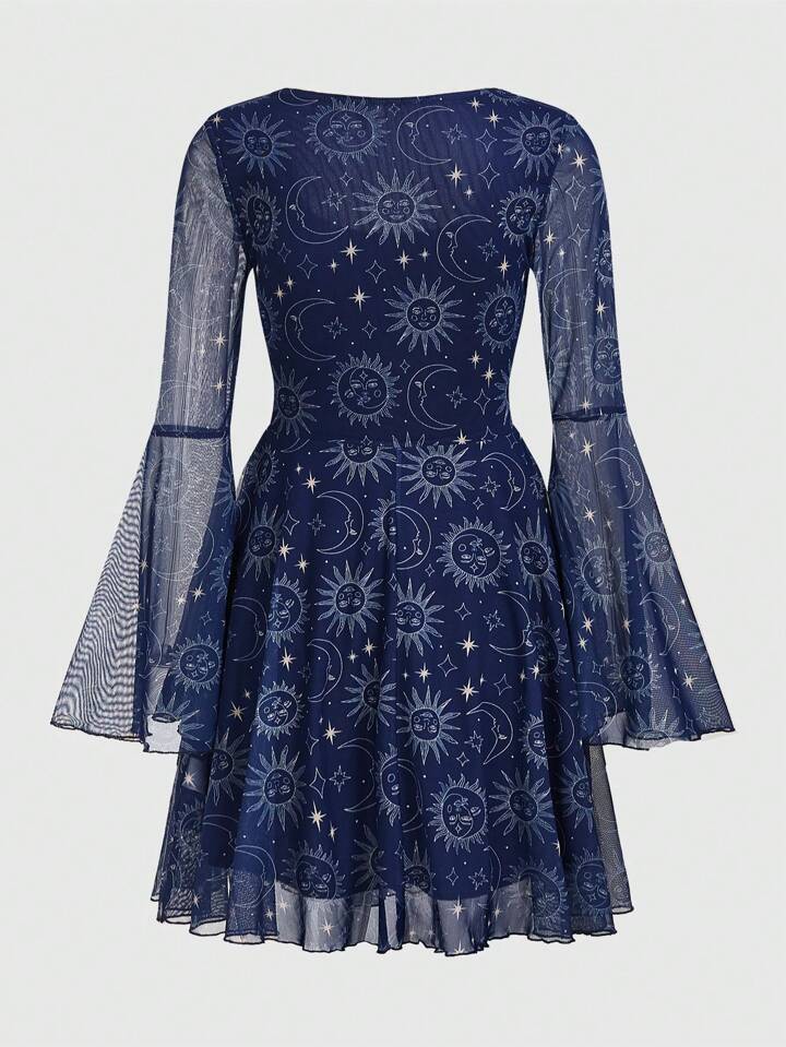 sun and moon mesh dress FEAPHY Women's Vintage Chiffon Sun Moon Star Sleeveless A-Line High Low  Dress (0-Galaxy-Black, S) at Amazon Women's Clothing store