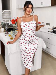 Celure 大码女式夏季花卉印花吊带连衣裙 - 彩色 - 查看 5